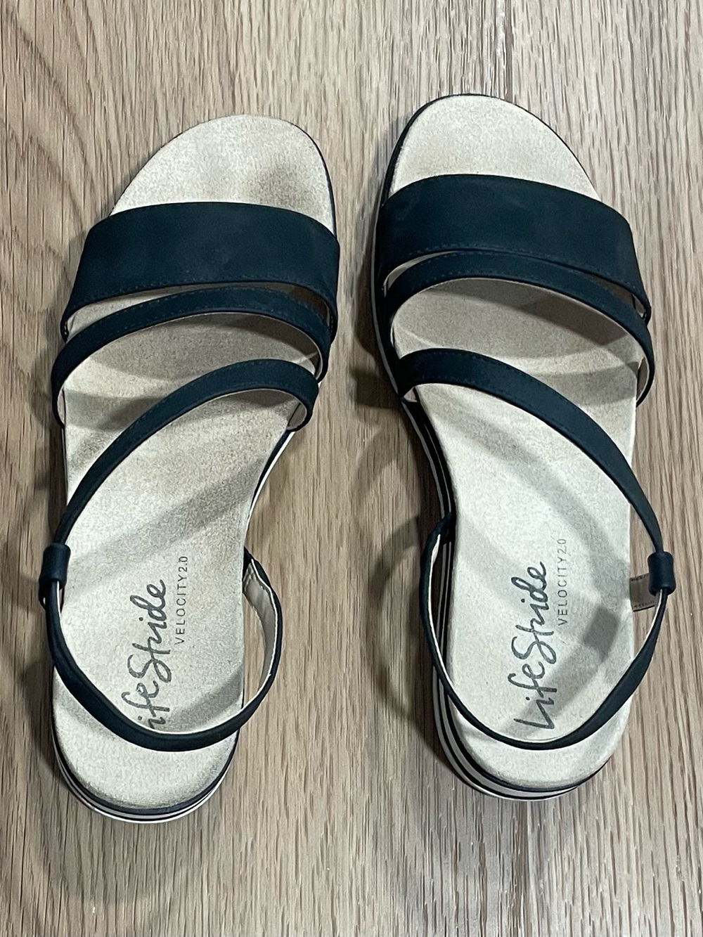 Life Stride Black Multi-Strap Comfort Sandals
